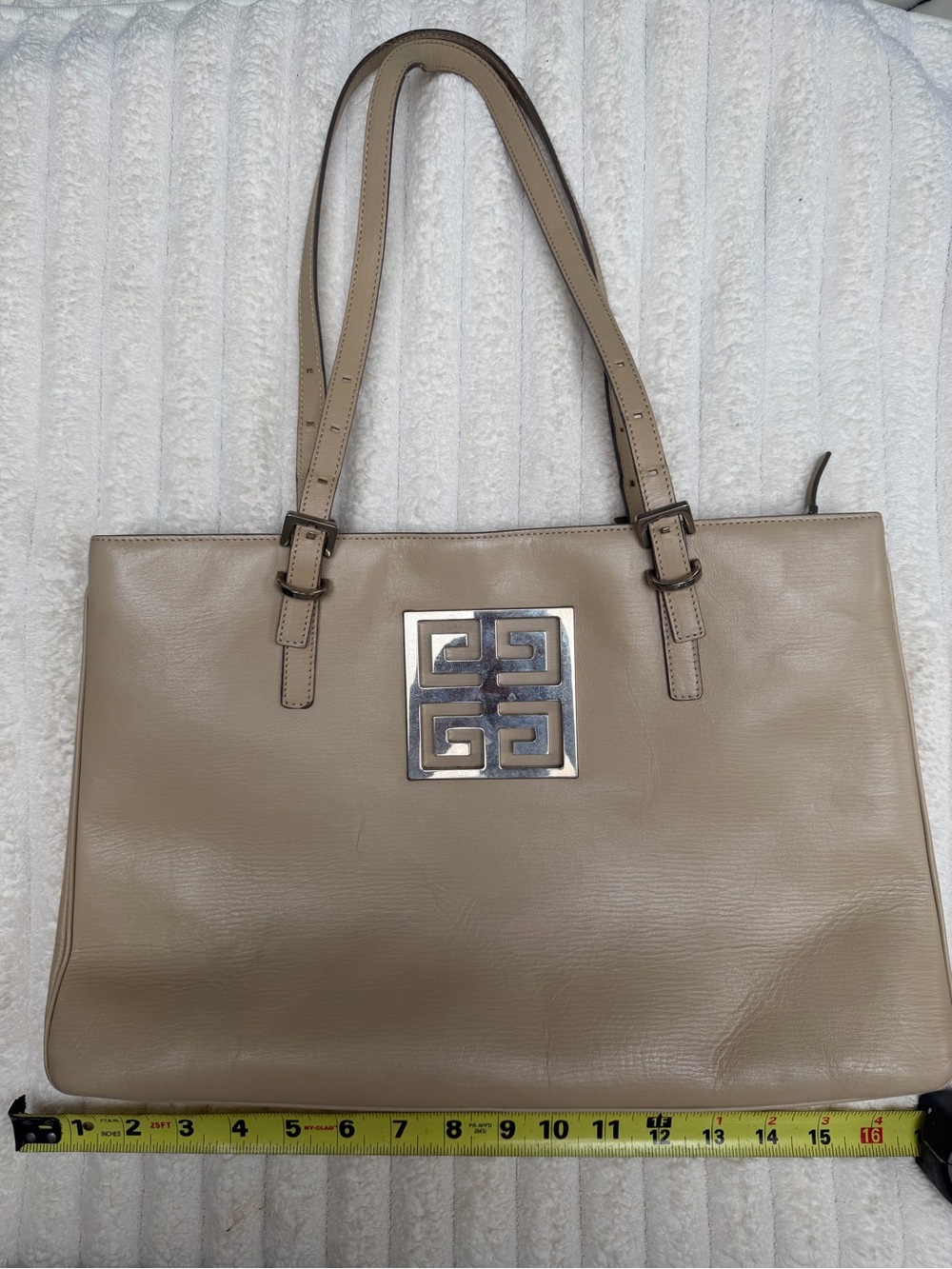 Givenchy Beige Leather Tote with Silver Logo Plaque